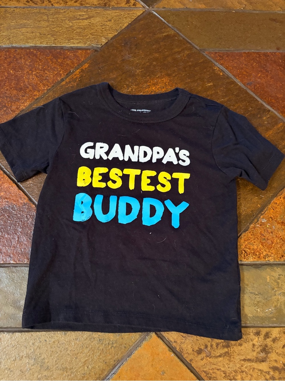 The Children's Place Black Tee with Yellow & Blue 'Grandpa' Graphic